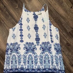 Blue and White Patterned Women's Top